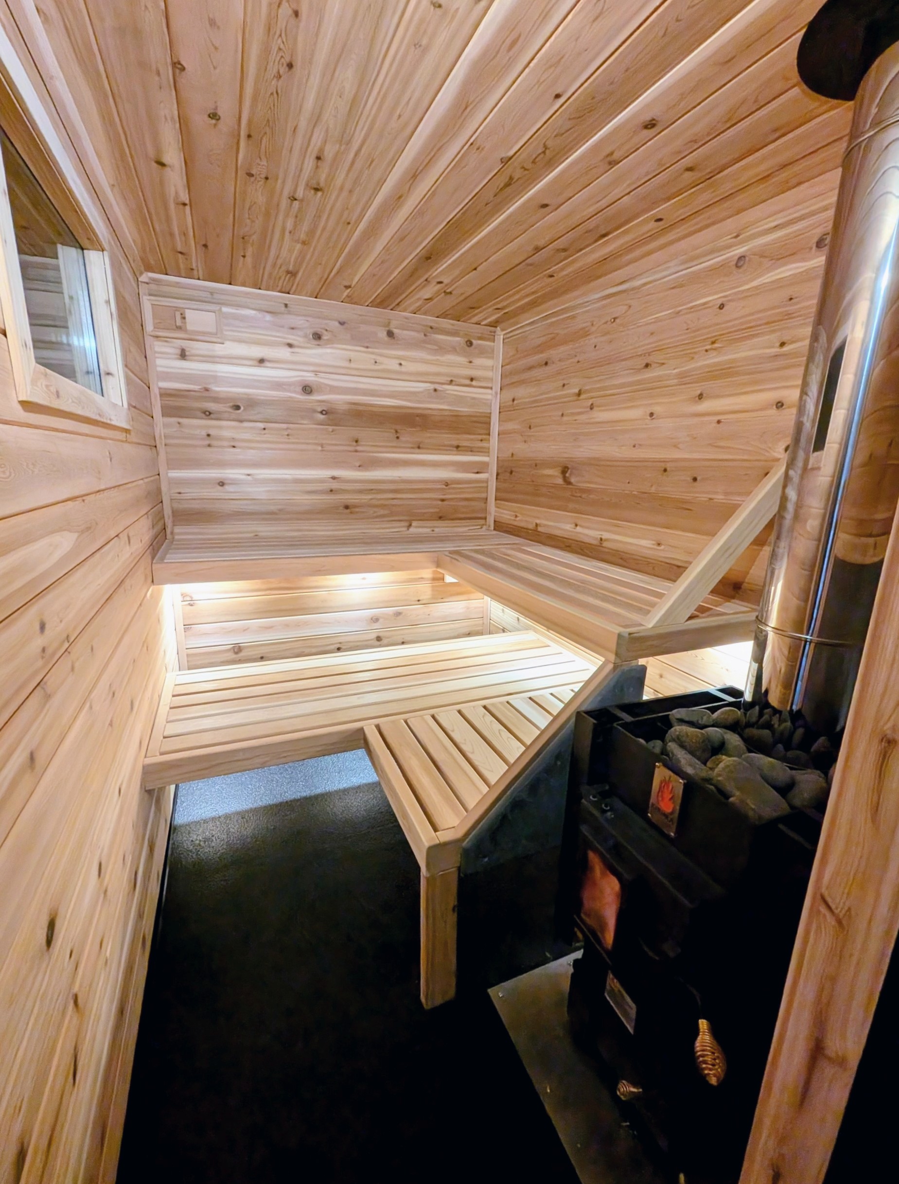 A peaceful and modern sauna interior